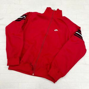 1281◎ オールド ヴィンテージ 80s 紺タグ NIKE ナイキ トップス ジャージ ジャケット 長袖 フルジップ レッド メンズXL