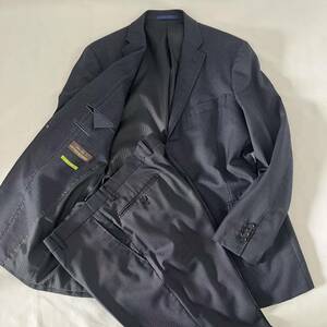 美品 CANONICO AB7 MALE&Co スーツ セットアップ カノニコ SUPER120s ネイビー 紺 ストライプ 大きいサイズ タカキュー イタリア製生地