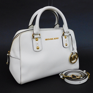 1円 ■ 美品 マイケルコース 2wayバッグ ホワイト系 PVC レディース ショッピング MICHAEL KORS ■E.Bemo.zE-19