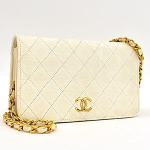 1円 ◎CHANEL シャネル チェーンショルダーバッグ マトラッセ ココマーク レザー ホワイト◎K.Crlo.tI-52