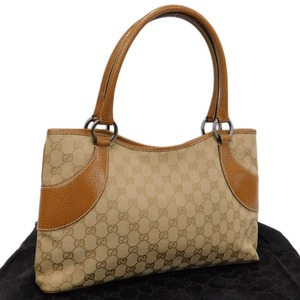 1円 ■ 極美品 グッチ ハンドバッグ 113015-001013 ブラウン系 キャンバス×レザー GGキャンバス GUCCI ■E.Csig.tI-21