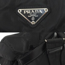 1円 ◆美品 PRADA プラダ リュック バックパック 三角プレート トライアングルロゴ ナイロン レザー ブラック◆E.Cmgs.zE-27_画像9