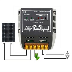 【新品】 ソーラー チャージャー コントローラー 20A 12V/24V レギュレータ PWM 充電 黒