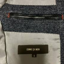 美品■COMME CA MEN■ツイード ジャージー テーラード ジャケット S ネイビーブルー コムサメン ハッキングポケット_画像10