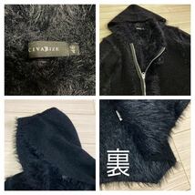 良品■CIVARIZE■シャギーニット ロング ライダース コート ジャケット 46 M 黒 ブラック フード パーカー シヴァーライズ 定価16280円_画像10