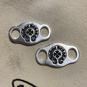 クロムハーツ CHROME HEARTS シューレース ストッパー パーツ 2個セット シルバー925 スクロールラベル クロス スニーカー