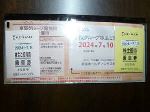 京阪電車　株主優待　(乗車券10枚　ひらかたパーク入園券2枚　etc)