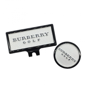 【超美品】バーバリーゴルフ クリップマーカー 白×黒 ロゴゴルフ BURBERRY GOLF