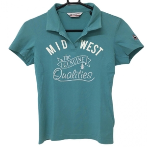 マンシングウェア 半袖ポロシャツ ライトグリーン×白 ロゴ刺しゅう レディース M ゴルフウェア Munsingwear