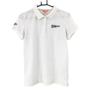 【美品】ビームスゴルフ 半袖ポロシャツ 白 ロゴ黒 シンプル レディース L ゴルフウェア BEAMS GOLF