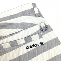 【美品】アディダス ハーフパンツ ライトグレー×白 ボーダー メンズ O/XG ゴルフウェア adidas_画像3