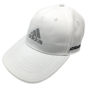 【超美品】アディダス キャップ 白×シルバー メッシュ地 後ろ3ライン ゴルフウェア adidas