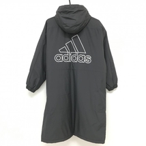 【超美品】アディダス 中綿ロングジャケット 黒 バックロゴ ベンチコート レディース S ゴルフウェア adidas_画像2