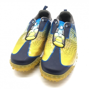 【美品】フットジョイ ゴルフシューズ ネイビー×イエロー 57352J BOA フリースタイル2 メンズ 26.5 ゴルフウェア FootJoy