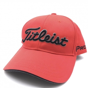 【超美品】タイトリスト キャップ レッド×黒 立体ロゴ刺しゅう ゴルフウェア TITLEIST