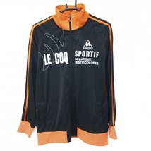 【美品】ルコック ジャケットブルゾン 黒×オレンジ ロゴ刺しゅう フルジップ メンズ XL ゴルフウェア le coq sportif_画像1