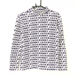 ジャックバニー 長袖ハイネックシャツ 白×パープル ロゴ総柄 厚手 レディース 2(L) ゴルフウェア 2021年モデル Jack Bunny