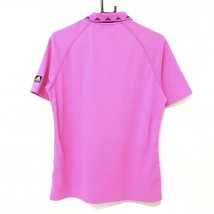 アディダス 半袖ポロシャツ ピンク×ネイビー ハーフジップ メンズ Ｌ ゴルフウェア adidas_画像2