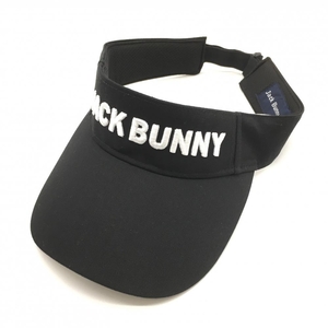 【超美品】ジャックバニー サンバイザー 黒×白 立体ロゴ刺しゅう FR ゴルフウェア 2021年モデル Jack Bunny