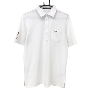 RLXラルフローレン 半袖ポロシャツ 白 ロゴプリント 胸ポケット メンズ M ゴルフウェア Ralph Lauren