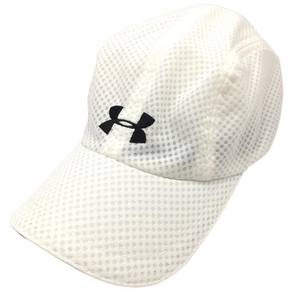 【美品】アンダーアーマー メッシュキャップ 白 ロゴ刺しゅう ゴルフウェア UNDER ARMOUR