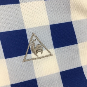 ルコック 半袖ポロシャツ ブルー×白 チェック ボタンダウン メンズ M ゴルフウェア le coq sportifの画像3