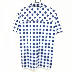 ルコック 半袖ポロシャツ ブルー×白 チェック ボタンダウン メンズ M ゴルフウェア le coq sportifの画像2