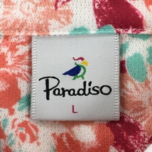 【超美品】パラディーゾ 半袖ポロシャツ 白×ピンク 花柄 総柄 レディース L ゴルフウェア Paradiso_画像5