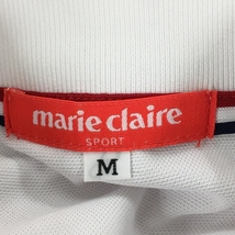 【美品】マリクレール 半袖ポロワンピース 白×ネイビー ロゴ刺しゅう レディース M ゴルフウェア marie claire_画像4