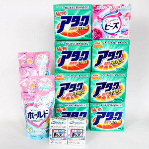 花王他 洗濯洗剤等 アタック/ボールド他 未使用有 12点セット まとめて 大量 日用品 難有 箱汚れ有 レディース Kao etc.