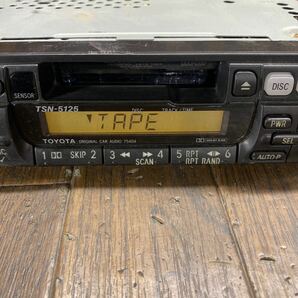 AV12-155 激安 カーステレオ テープデッキ TOYOTA TSN-5125 08600-00590 CQ-YS0550C カセット 確認用配線使用 簡易動作確認済み 中古現状品の画像2