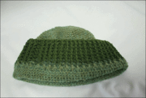 ハンドメイド ウール ニット帽 ニットキャップ 手編み グリーン 緑 2トーン 手作り 帽子 SN94_画像6