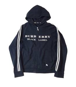 BURBERRY BLACK LABEL バーバリー ブラックレーベル フルジップ パーカー トレーナー 袖ライン ロゴ ネイビー/ホワイト 2