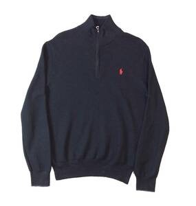 RALPH LAUREN ラルフローレン PIMA COTTON ハーフジップ コットンニット セーター ブラック 黒 メンズ M 