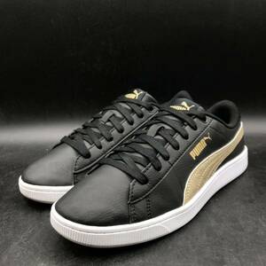 M2087 美品 PUMA プーマ Vikky v2 Metallic ビッキー ローカット スニーカー レディース US8/24.5cm ブラック ゴールド 380667 02