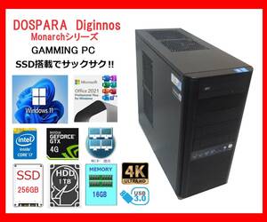 DOSPARA Diginnos サクサク Core i7-4790～4.0Ghz×8/16G/新SSD256G +1T/GTX960-4G/W11/office2021