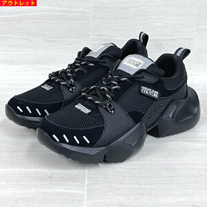  outlet! Versace jeans kchu-ru new goods sneakers 71YA3SU4 ZS090 899 44 black shoes bell search free shipping 