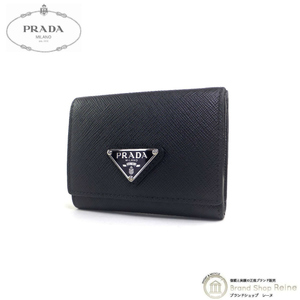 プラダ （PRADA） サフィアーノ トライアングルロゴ コンパクト 三つ折り 財布 2MH042 NERO（中古）