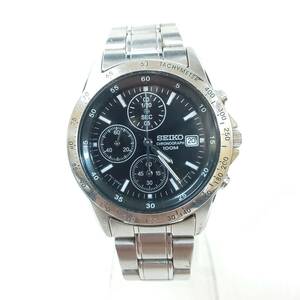 ◎セイコー◎SEIKO CHRONOGRAPH 100M 7T92-0DW0 クロノグラフ クオーツ ブラック文字盤 SSケース 10気圧防水 電池交換済 即発送