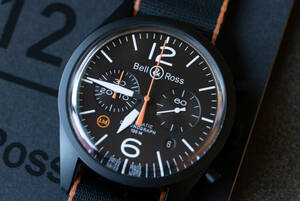 ★ 極上美品 ベル&ロス BELL&ROSS BR126 Carbon Orange NATO Limited Edition (BRV126-O-CA/NATO)