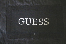 ■GUESS■フード脱着 メルトン地 中綿キルティング ブルゾン ミリタリージャケット L ブラック 黒 ゲス ジャンパー モッズ_画像3