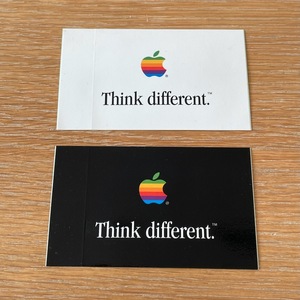 ★Apple アップル Think Different シール ステッカー 白黒 ２枚 虹色リンゴ 送料無料