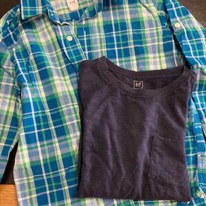 GAP シャツ　Tシャツ　ギャップ　男の子セット　チェック　紺 140 130 カットソー