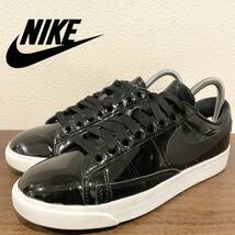 NIKE BLAZER LOW SE PRMナイキ ブレーザー ロー プレミアム ブラック エナメル AA1557-001 レディース ローカットスニーカー 23cm_画像1