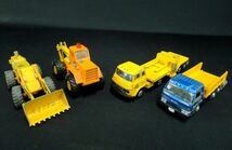 X813 Yonezawa Toys ダイヤペット コンテナ車 ショベルカー いすゞトラック 工事車両コレクション 重機 ミニカー4台セット 当時物 /60_画像1