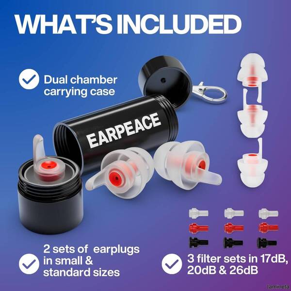 EarPeace Music イヤーピース 耳栓 音楽用 シリコン フィルター3種類 黒ケース シリコン 音量低減 スタンダード 聴覚過敏の緩和におすすめ