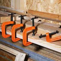 Cクランプ 強力 4個セット C型クランプ 鋼製 強力型 DIY 工具 木工 接着 固定 溶接 締付 ブラック オレンジ 作業効率が上がります！_画像2