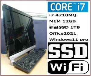 S009 i7-4710MQ new goods SSD1TB 12GB memory Office2021 Win11pro Wi-Fi TOSHIBA LX10 one body desk top 