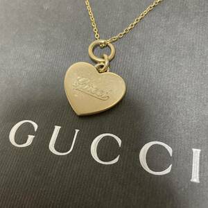 【極美品】グッチ GUCCI ネックレス ハート アクセサリー ペンダント 金 ゴールド メンズ レディース ユニセックス