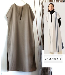 美品/GALLERIE VIE/ウールマキシ/サキソニー キーネックサックワンピース ¥35,200